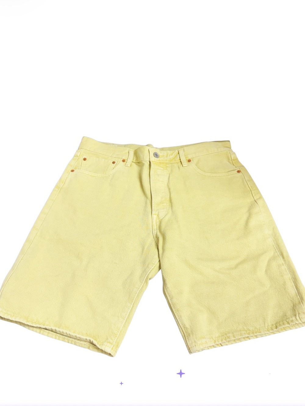 Vintage LEVI’S 501 Yellow denim shorts, Limited Edition, Bermuda Style Size 34